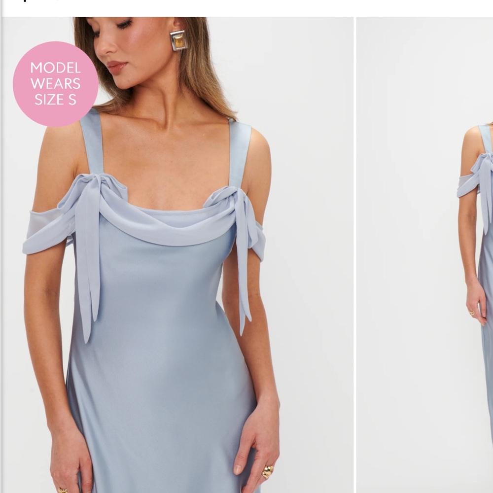 Show Me Your MuMu Steel Blue Luxe Satin Bella Maxi